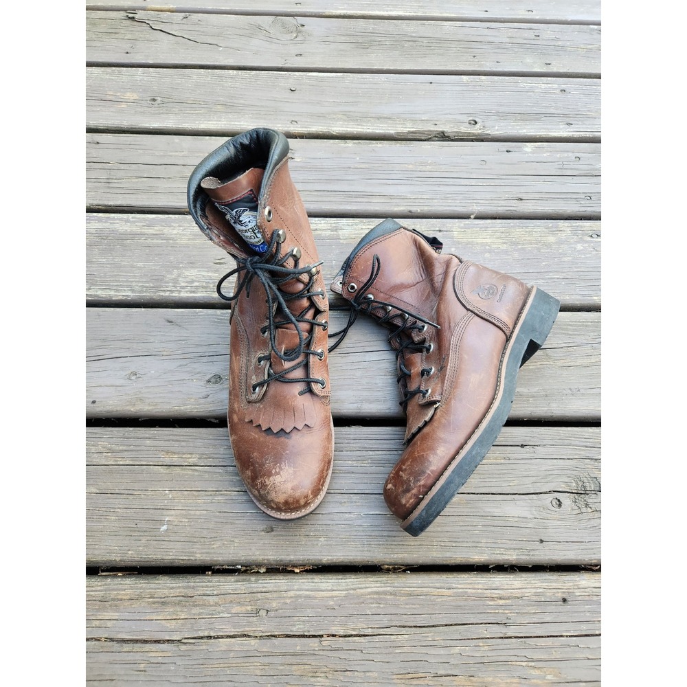 Georgia Boot Work Boots Brown Leather Kiltie Comfort Core G9815 Mens 10.5 M